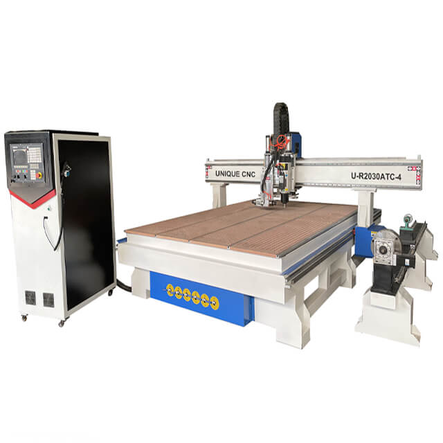 Wood ATC CNC Router With Side Drilling And 4th Rotary 