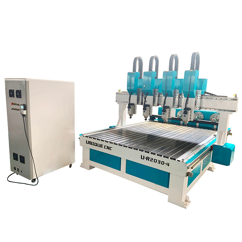 4 Heads 4 Axis Rotary CNC Wood Router Engraving Machine For Furniture